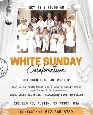 White Sunday Celebration Worship Flyer Template