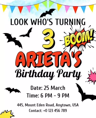 White Watercolor Birthday Party Flyer Template