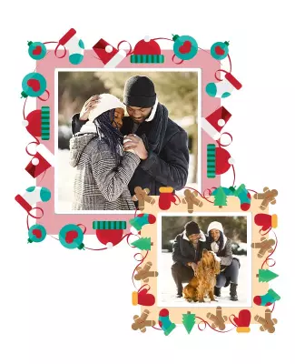 White Winter Christmas Couple Collage Flyer Template