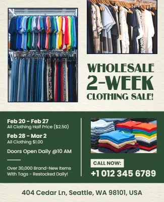 Wholesale Two-Week Clothing Sale Flyer Template