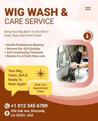 Wig Wash and Care Service Poster Template