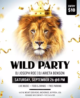 Wild Lion Theme Party Event Flyer Template