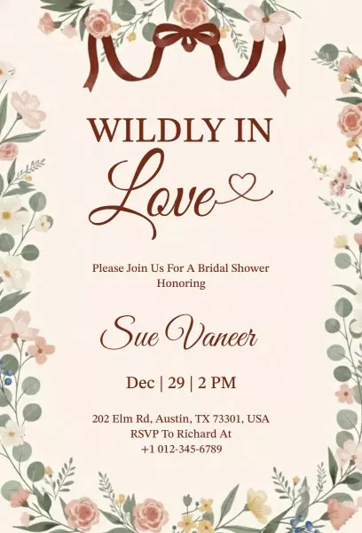 Wildly in Love Floral Bridal Shower Invitation Template