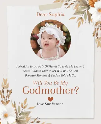 Will You Be My Godmother Elegant Floral Theme Flyer Template