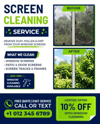 Window Screen Cleaning Service Promotional Flyer Template