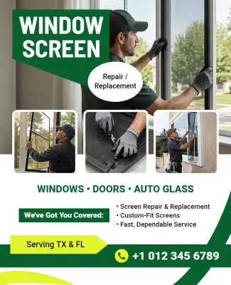 Window Screen Repair Service Flyer Template