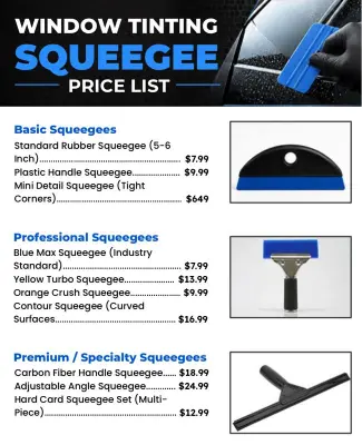 Window Tinting Squeegee Price List Menu Flyer Template