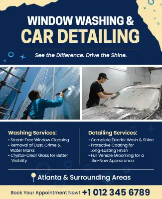 Window Washing and Car Detailing Services Flyer Template
