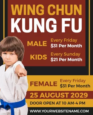Wing Chun Kung Fu Training Class Flyer Template
