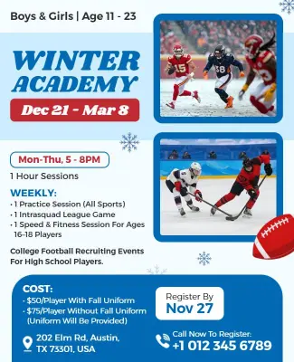 Winter Academy Sports Training Flyer Template