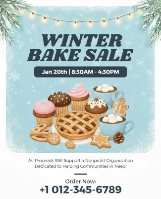 Winter Bake Sale Fundraiser Event Flyer Template
