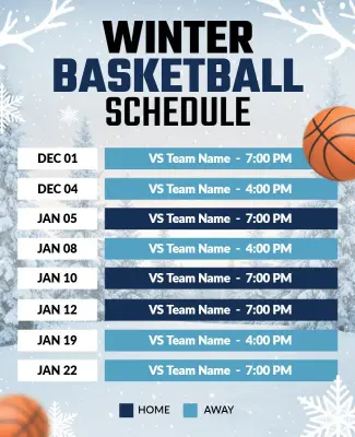 Winter Basketball Schedule Flyer Template