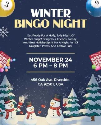 Winter Bingo Night Event Flyer Template