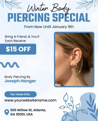 Winter Body Piercing Special Discount Flyer Template