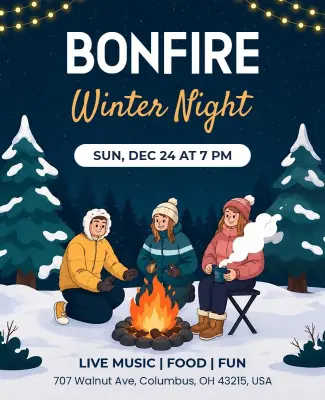 Winter Bonfire Night Event Poster Template