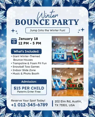 Winter Bounce Party Event Flyer Template