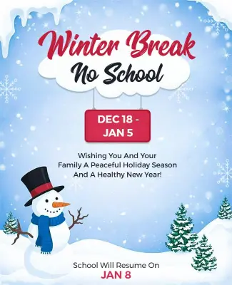 Winter Break No School Announcement Flyer Template