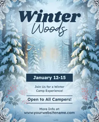 Winter Camp Experience in Snowy Woods Flyer Template