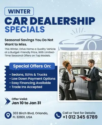Winter Car Dealership Special Offers Flyer Template