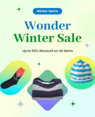 Colorful Winter Sale for Clothing and Accessories Flyer Template