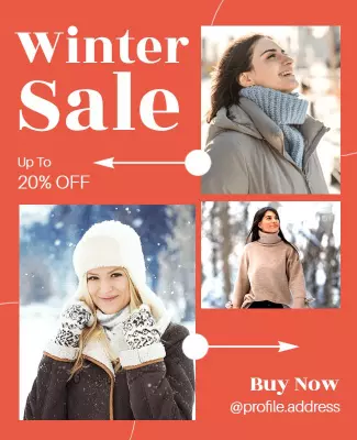 Bright Orange Winter Sale Fashion Flyer Template