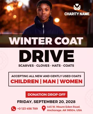 Community Winter Coat Drive Donation Flyer Template