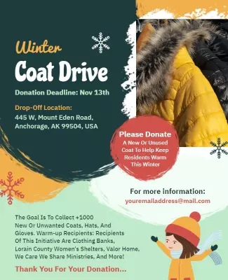 Festive Winter Coat Drive Fundraising Flyer Template