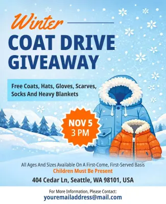 Winter Coat Drive Giveaway Flyer Template