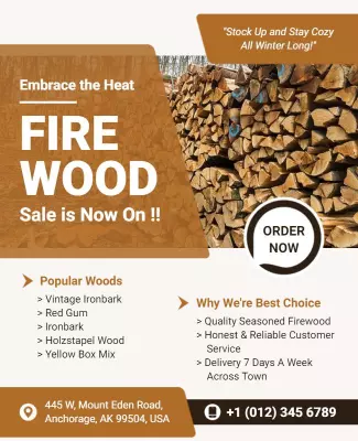 Winter Firewood Sale Promotional Flyer Template