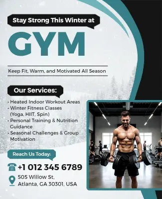 Winter Fitness Challenge Gym Flyer Template