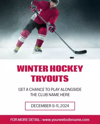 Winter Hockey Tryouts Promotional Flyer Template