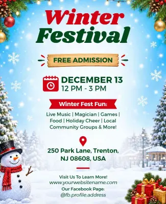 Winter Holiday Festival with Live Music Flyer Template