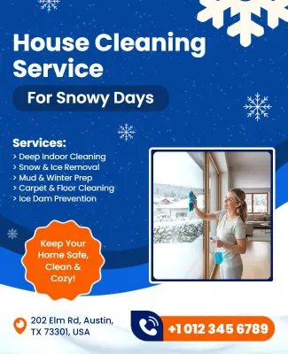 Winter House Cleaning Service Promotion Flyer Template