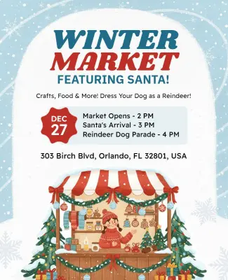 Winter Market Event Featuring Santa Flyer Template