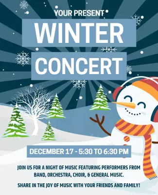 Playful Snowy Winter Concert Celebration Flyer Template