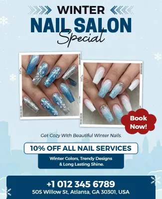 Winter Nail Salon Special Discount Offer Flyer Template