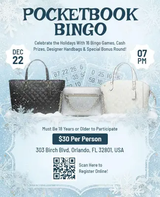 Winter Pocketbook Bingo Event Promotional Flyer Template