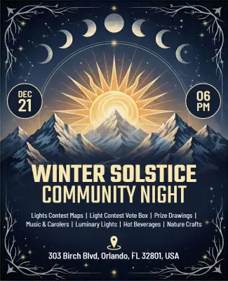 Winter Solstice Community Night Event Flyer Template