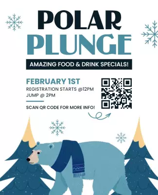 Winter-Themed Polar Plunge Event Poster with Bear Template