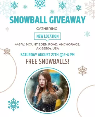 Winter Themed Snowball Giveaway Event Poster Template