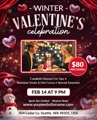 Winter Valentine's Day Celebration Event Flyer Template