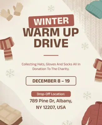 Winter Warm up Drive Information Flyer Template