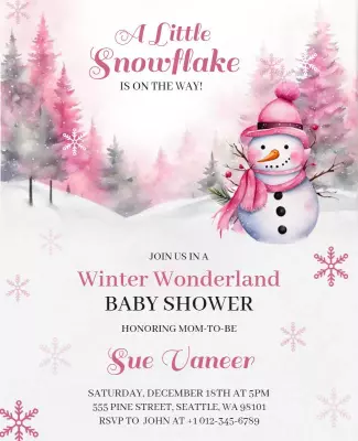 Winter Wonderland Baby Shower Celebration Flyer Template