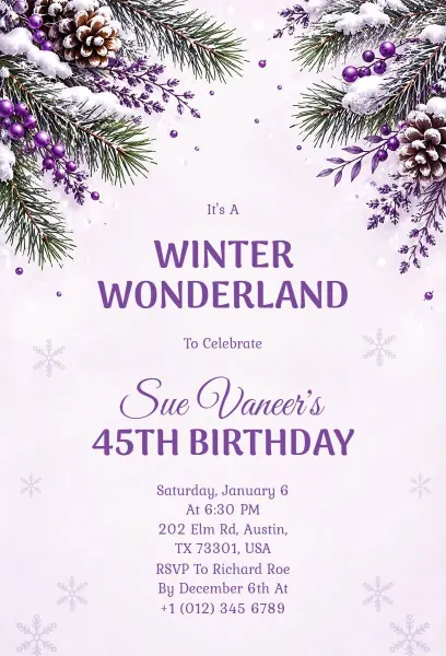 Winter Wonderland Birthday Celebration Invitation Template