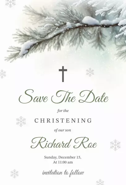 Winter Wonderland Christening Ceremony Invitation Template