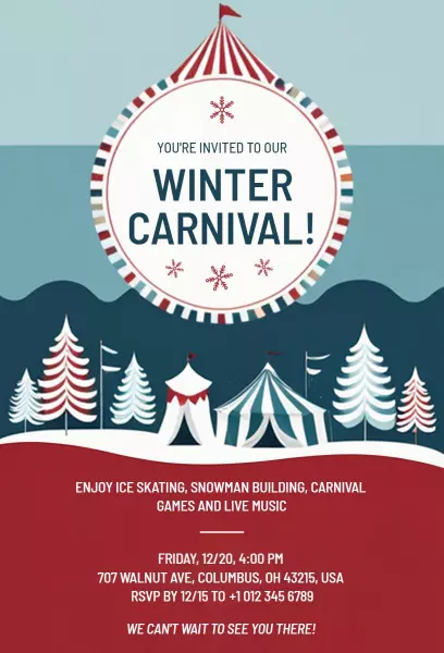 Winter Wonderland Festive Carnival Celebration Invitation Template