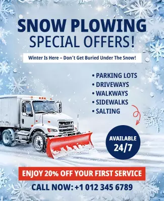 Winter Wonderland Snow Plowing Service Offers Poster Template