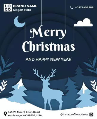 Winter Wonderland Theme Merry Christmas Celebration Poster Template