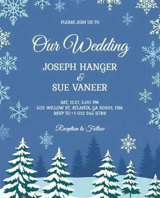 Winter Wonderland Wedding Invitation Flyer Template