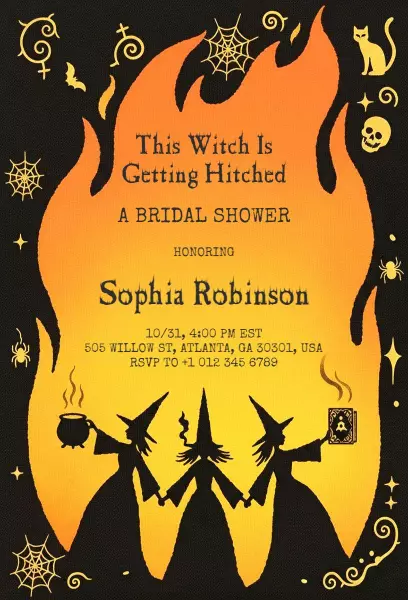 Witchy Halloween Bridal Shower Celebration Invitation Template